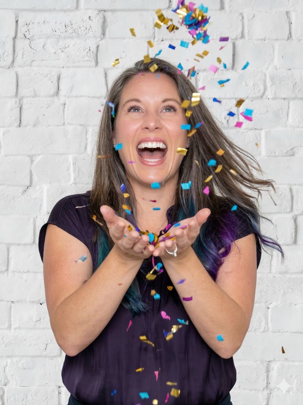 Sarah M. Murphy celebrating with confetti