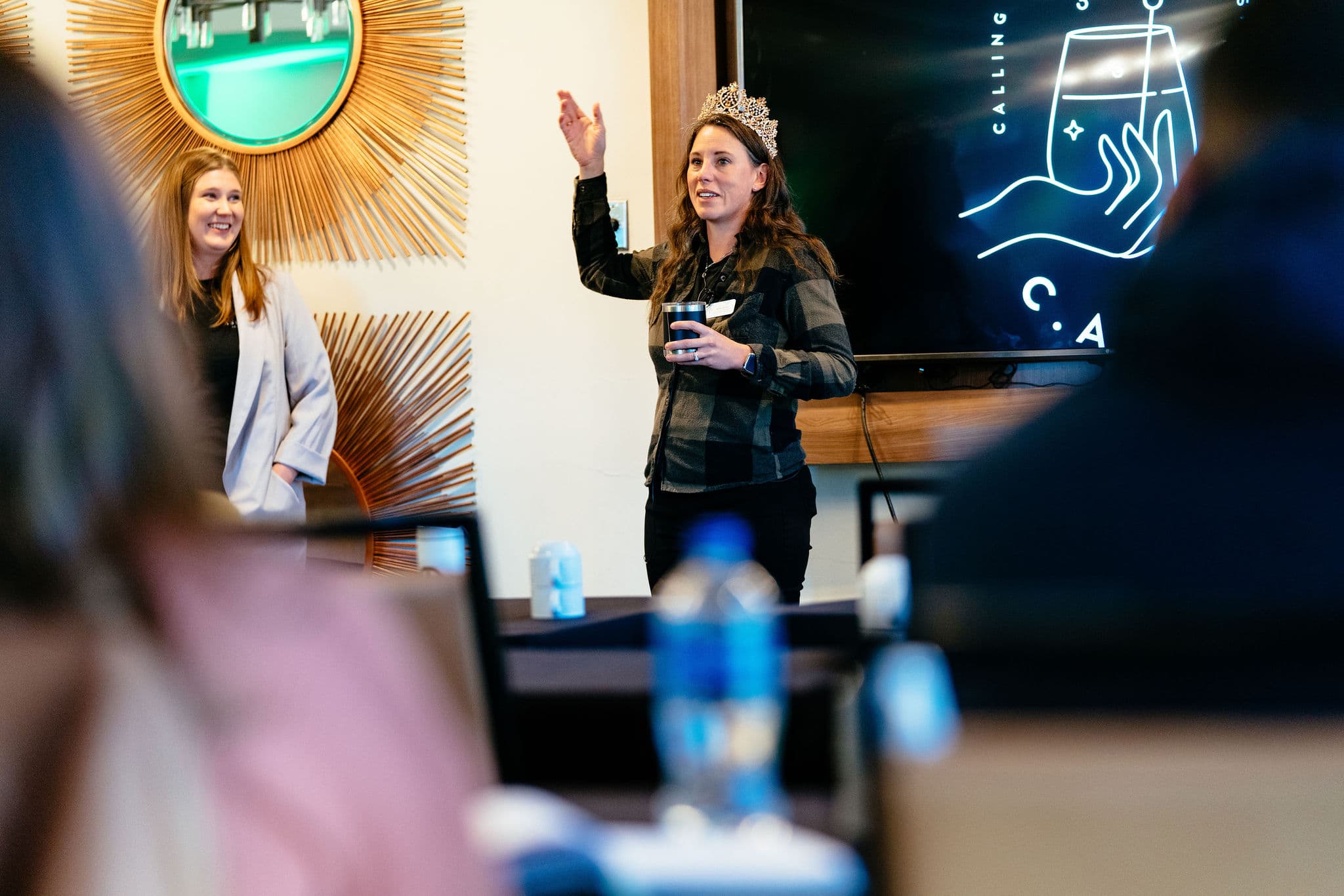 Sarah M. Murphy speaking to a room